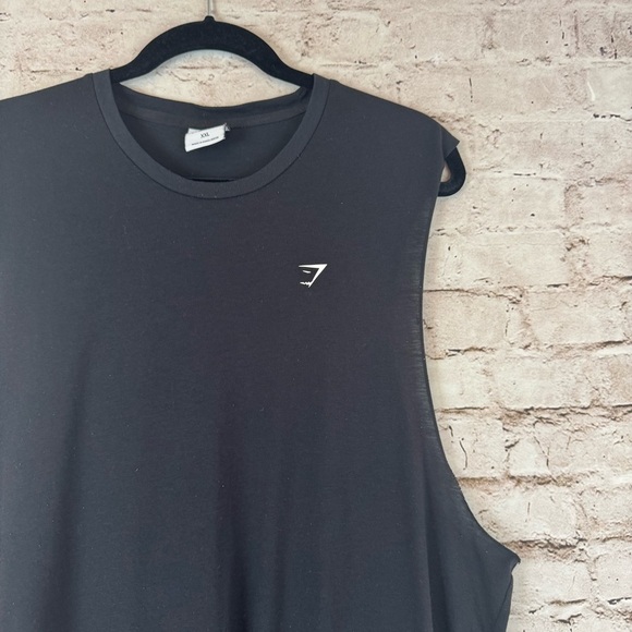 GYMSHARK Men's XXL Black Muscle Tee Shirt Work Out Gym Logo Polyester Cotton 2XL - Picture 3 of 6